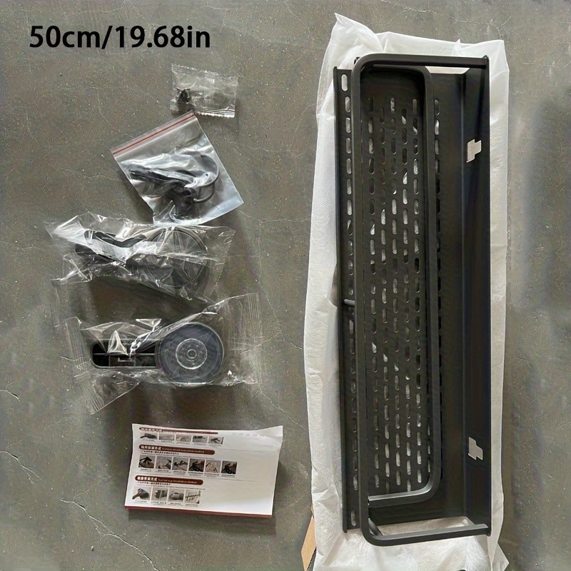 WIEZ Wall-Mounted Polished Aluminum Storage Rack – Space-Saving Multi-Functional Shelf with Drainage Holes