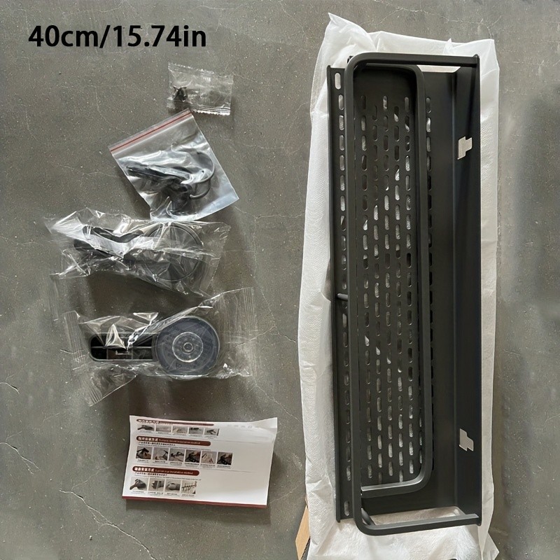 WIEZ Wall-Mounted Polished Aluminum Storage Rack – Space-Saving Multi-Functional Shelf with Drainage Holes