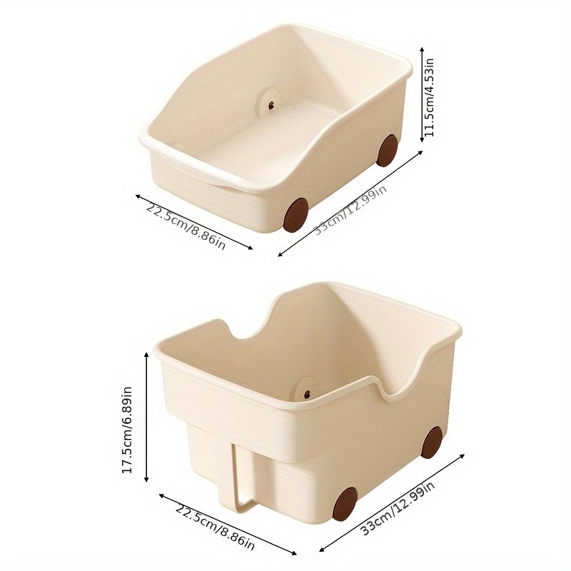 WIEZ Plastic Cabinet Storage Box with Wheels – Durable Rolling Basket with Handle for Space-Saving Kitchen & Wardrobe Organisation