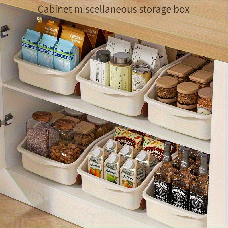 WIEZ Plastic Cabinet Storage Box with Wheels – Durable Rolling Basket with Handle for Space-Saving Kitchen & Wardrobe Organisation