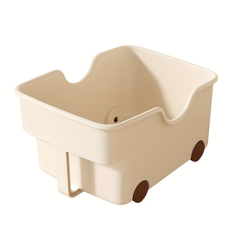 WIEZ Plastic Cabinet Storage Box with Wheels – Durable Rolling Basket with Handle for Space-Saving Kitchen & Wardrobe Organisation