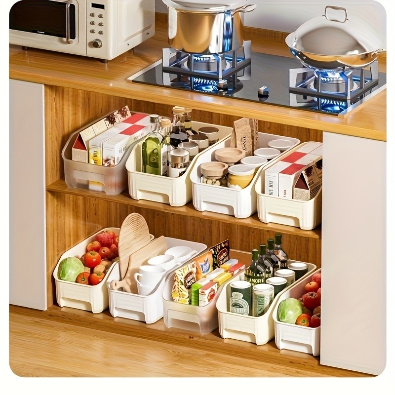 WIEZ 2-Piece Multi-Functional Plastic Storage Box Set – Curved Organiser Baskets for Cleaning Products & Household Essentials