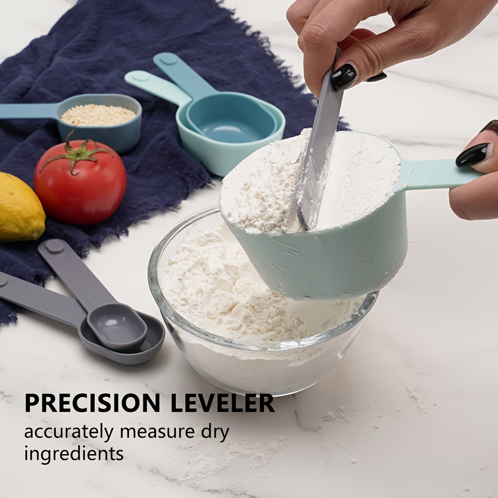 WIEZ 9-Piece Color-Coded Measurement Set – Stackable Cups, Spoons, Funnel & Scraper for Precise Baking & Cooking