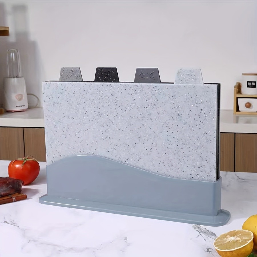 WIEZ 4-Piece Plastic Cutting Board Set – Classified Chopping Boards with ABS Base for Fruit, Meat & Everyday Food Prep