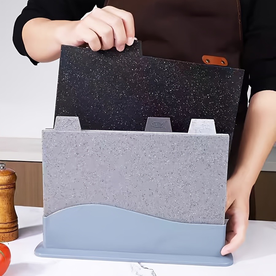 WIEZ 4-Piece Plastic Cutting Board Set – Classified Chopping Boards with ABS Base for Fruit, Meat & Everyday Food Prep