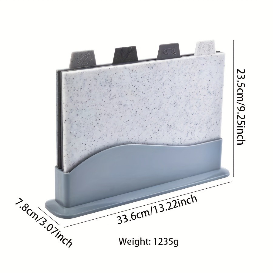 WIEZ 4-Piece Plastic Cutting Board Set – Classified Chopping Boards with ABS Base for Fruit, Meat & Everyday Food Prep