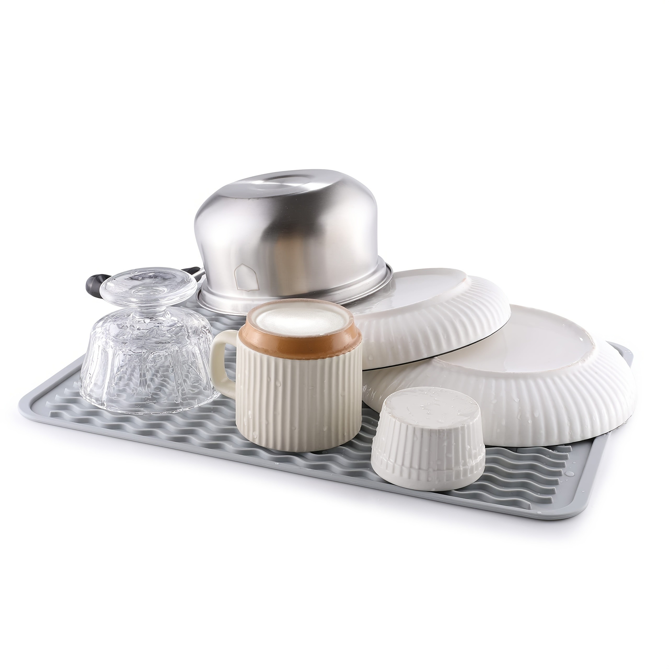 WIEZ Silicone Drain Pad – Large Easy-Clean Drying Mat with Built-In Drainage Holes for Countertops, Sinks & Fridges