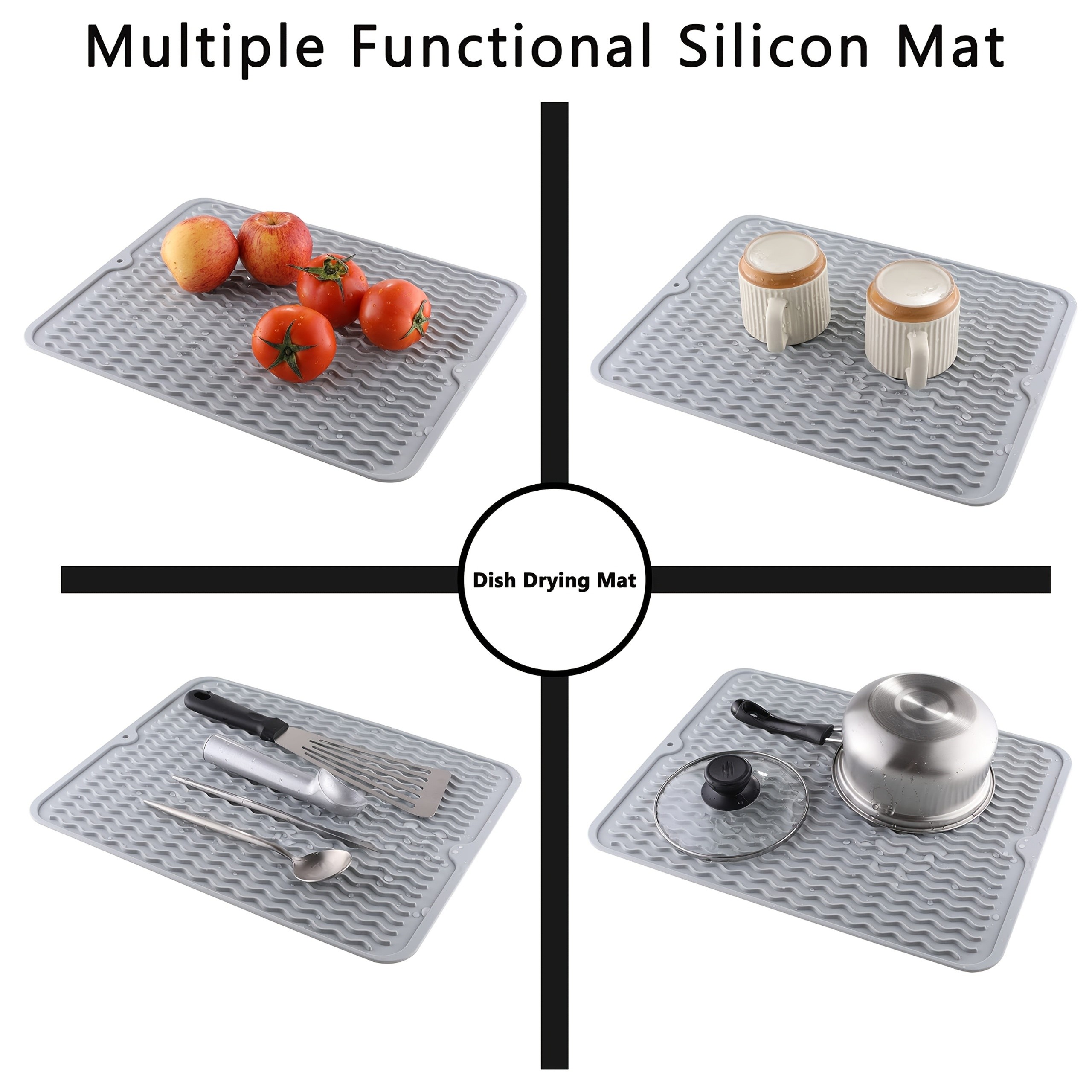 WIEZ Silicone Drain Pad – Large Easy-Clean Drying Mat with Built-In Drainage Holes for Countertops, Sinks & Fridges