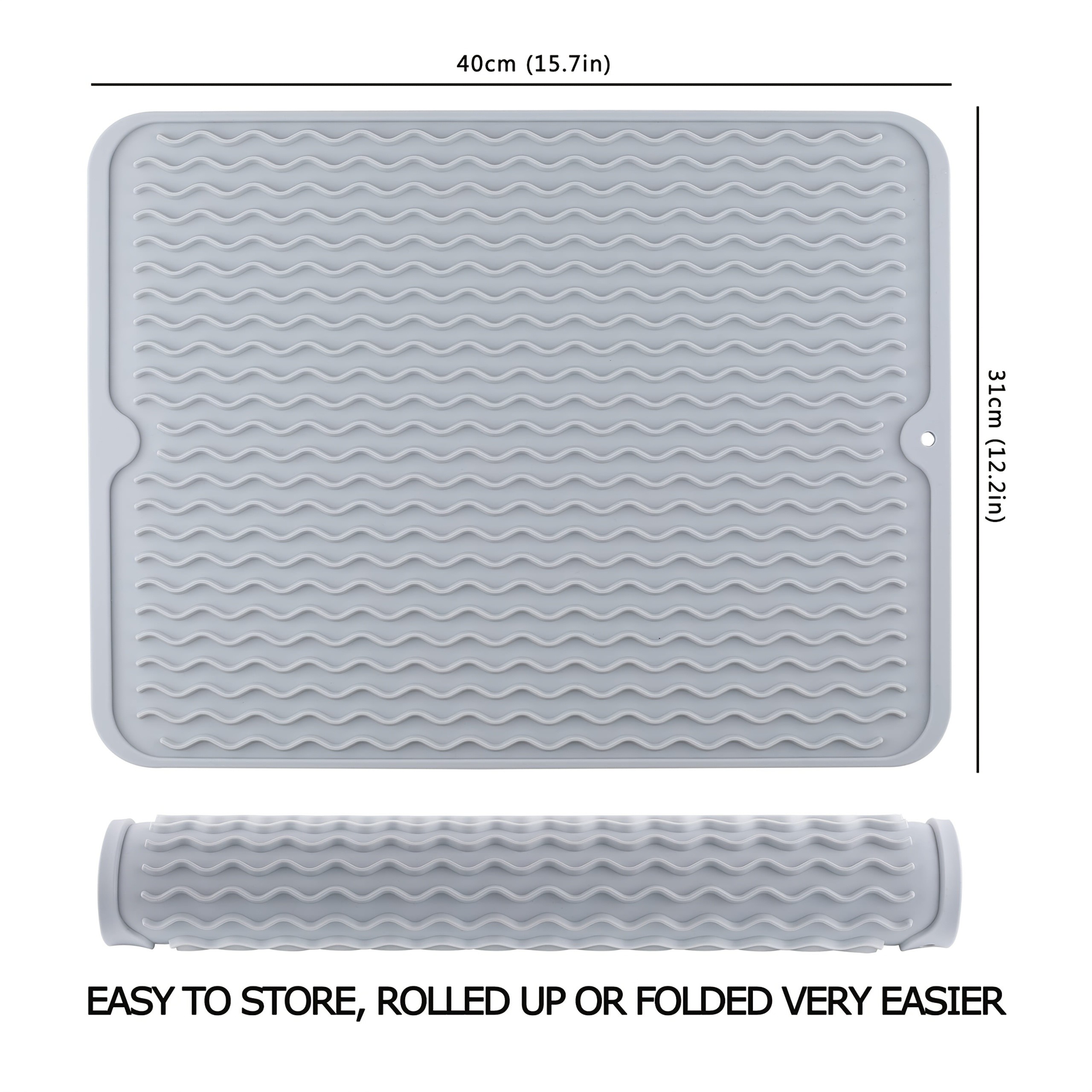 WIEZ Silicone Drain Pad – Large Easy-Clean Drying Mat with Built-In Drainage Holes for Countertops, Sinks & Fridges