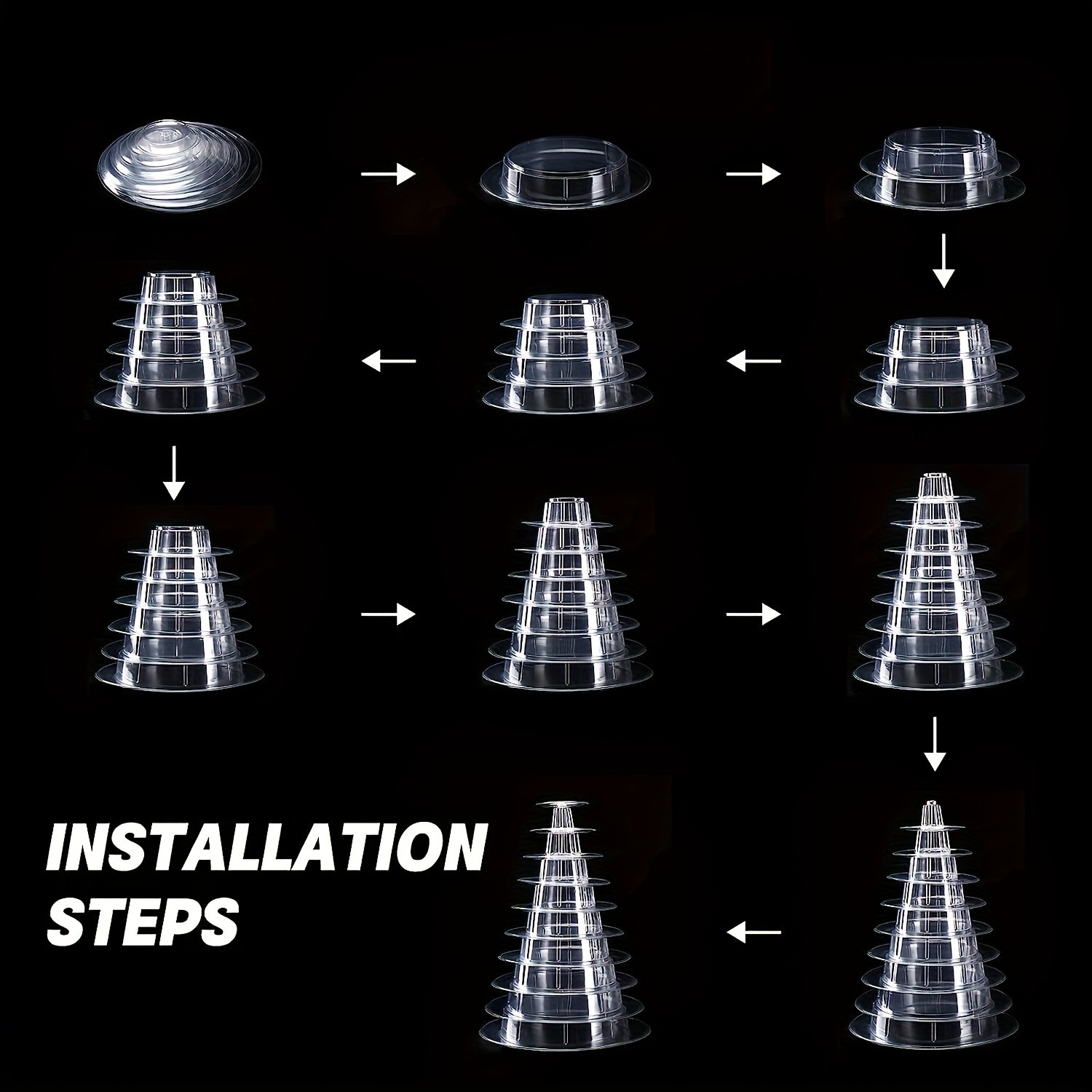 WIEZ Multi-Tier Round Macaron Display Tower – Clear ABS Cake Stand for Weddings, Birthdays & Dessert Showcases