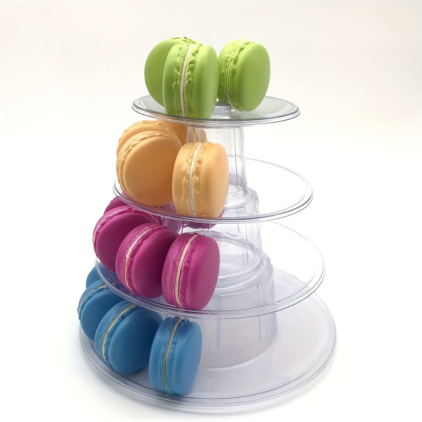 WIEZ Multi-Tier Round Macaron Display Tower – Clear ABS Cake Stand for Weddings, Birthdays & Dessert Showcases