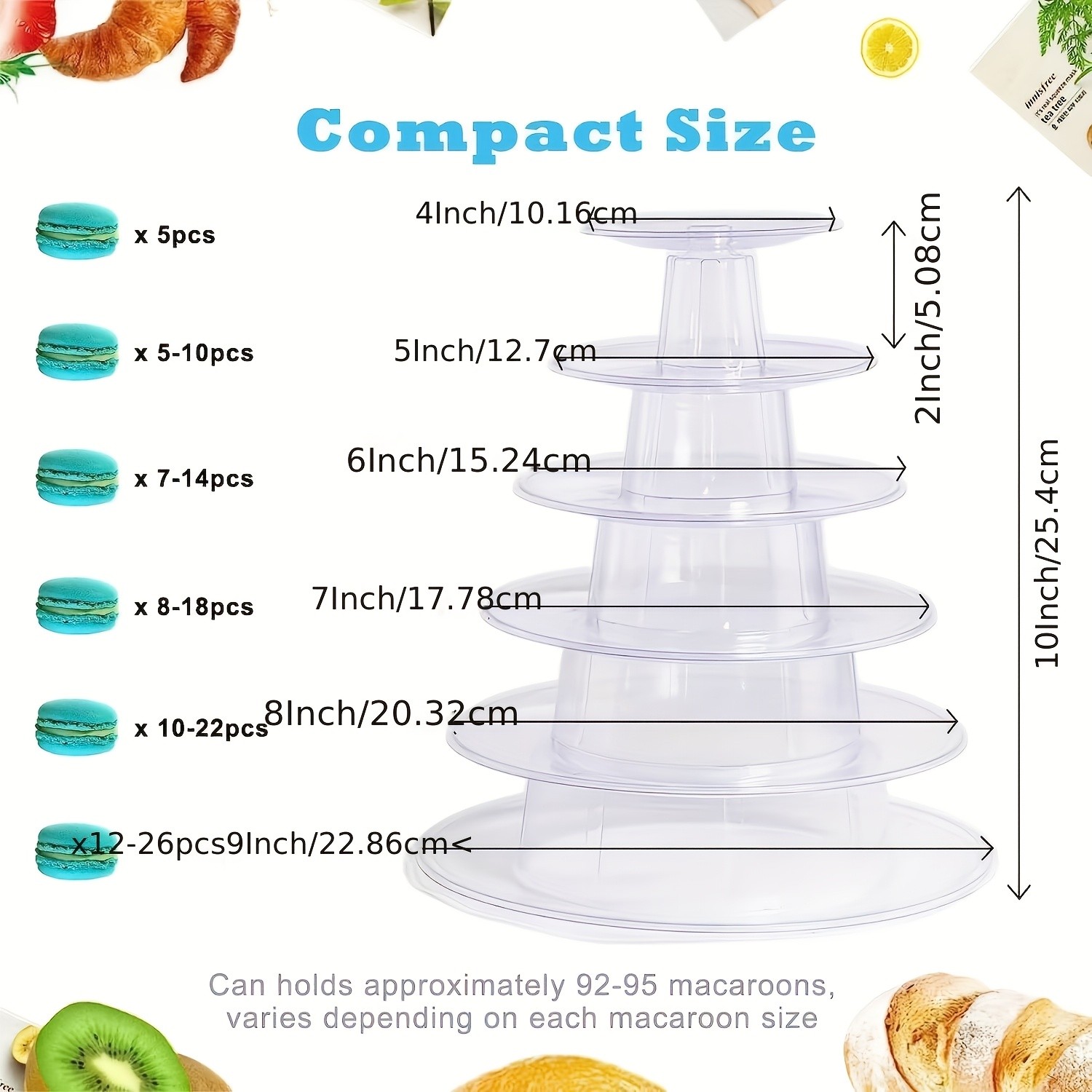 WIEZ Multi-Tier Round Macaron Display Tower – Clear ABS Cake Stand for Weddings, Birthdays & Dessert Showcases