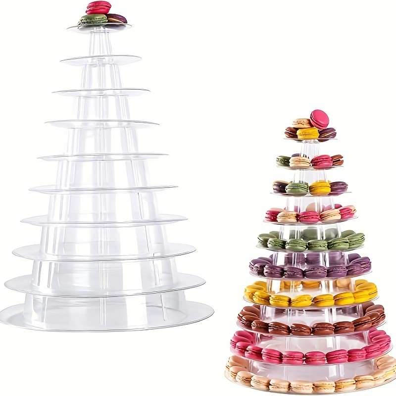 WIEZ Multi-Tier Round Macaron Display Tower – Clear ABS Cake Stand for Weddings, Birthdays & Dessert Showcases