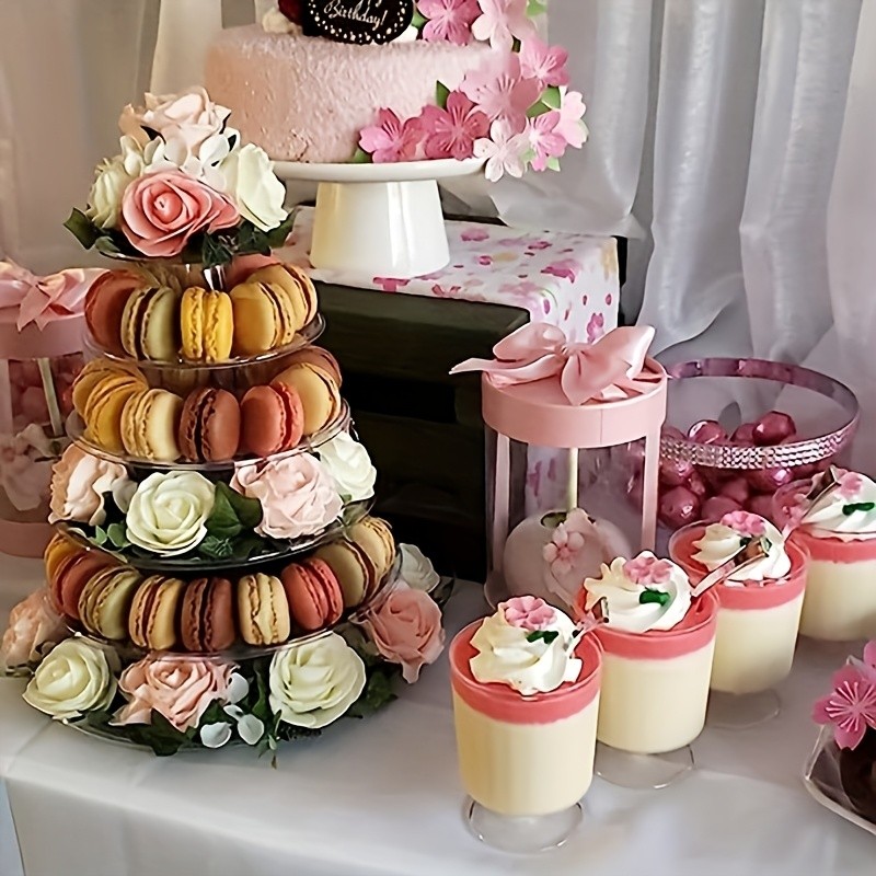 WIEZ Multi-Tier Round Macaron Display Tower – Clear ABS Cake Stand for Weddings, Birthdays & Dessert Showcases