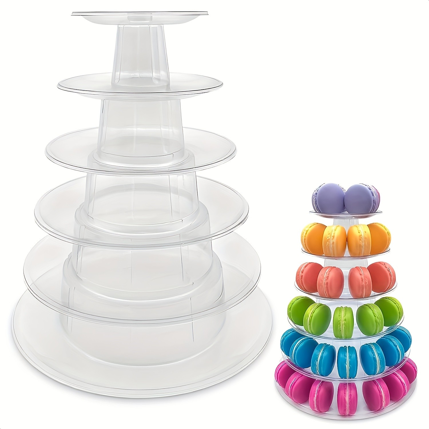 WIEZ Multi-Tier Round Macaron Display Tower – Clear ABS Cake Stand for Weddings, Birthdays & Dessert Showcases
