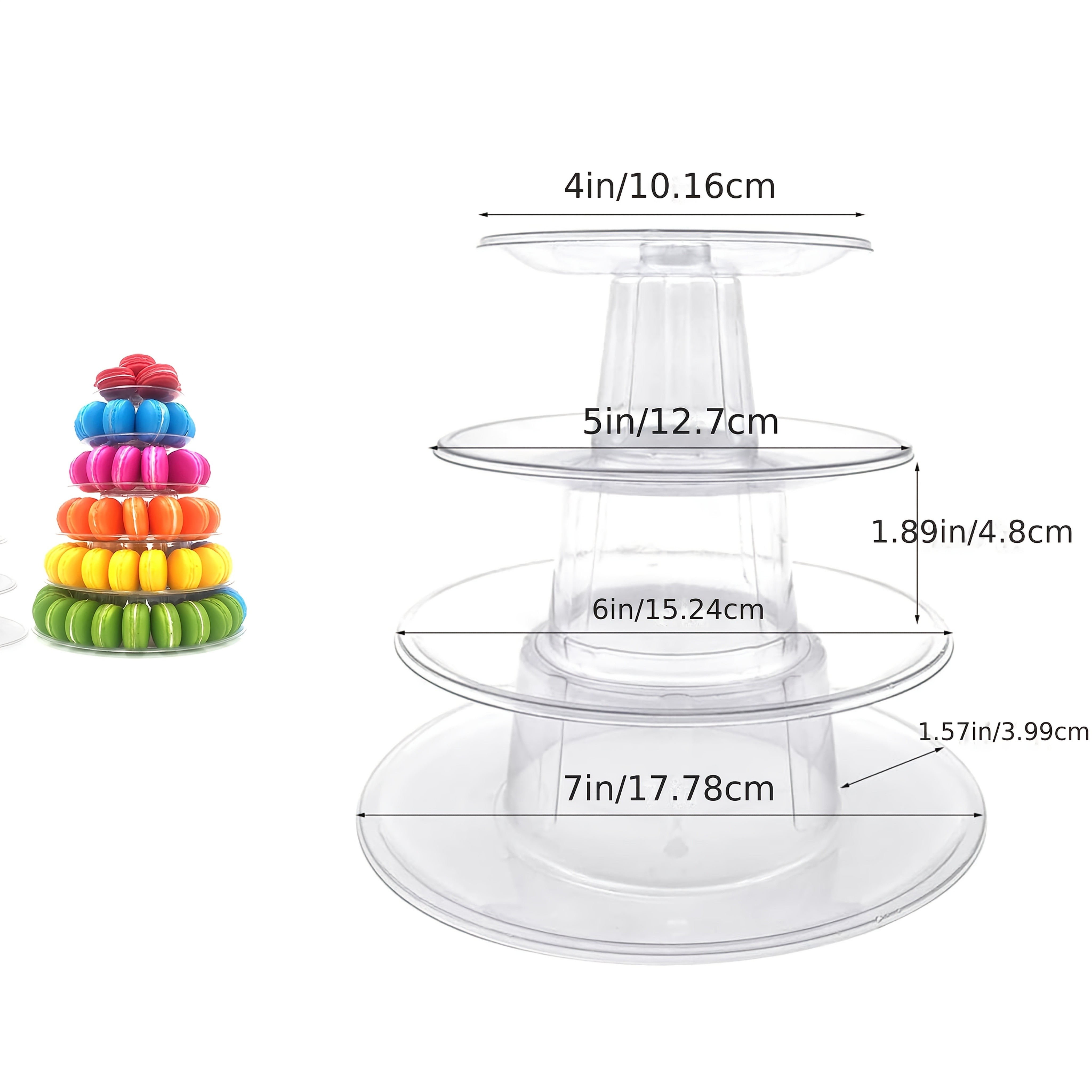 WIEZ Multi-Tier Round Macaron Display Tower – Clear ABS Cake Stand for Weddings, Birthdays & Dessert Showcases
