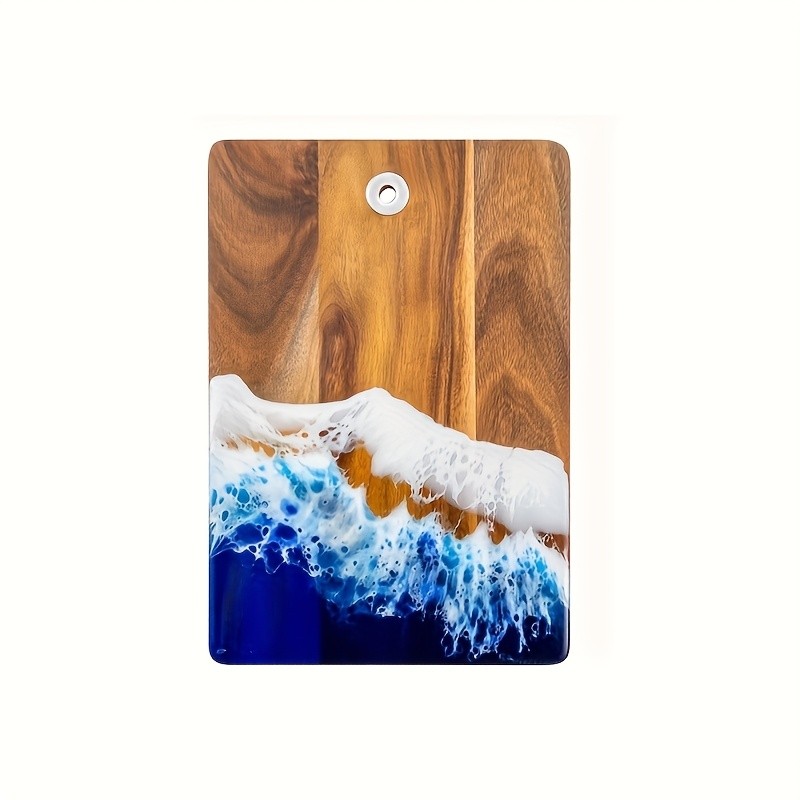 WIEZ Wave Resin & Acacia Wood Cutting Board – Artistic Riverbank Design for Fruit, Steak, Bread & Cheese Serving