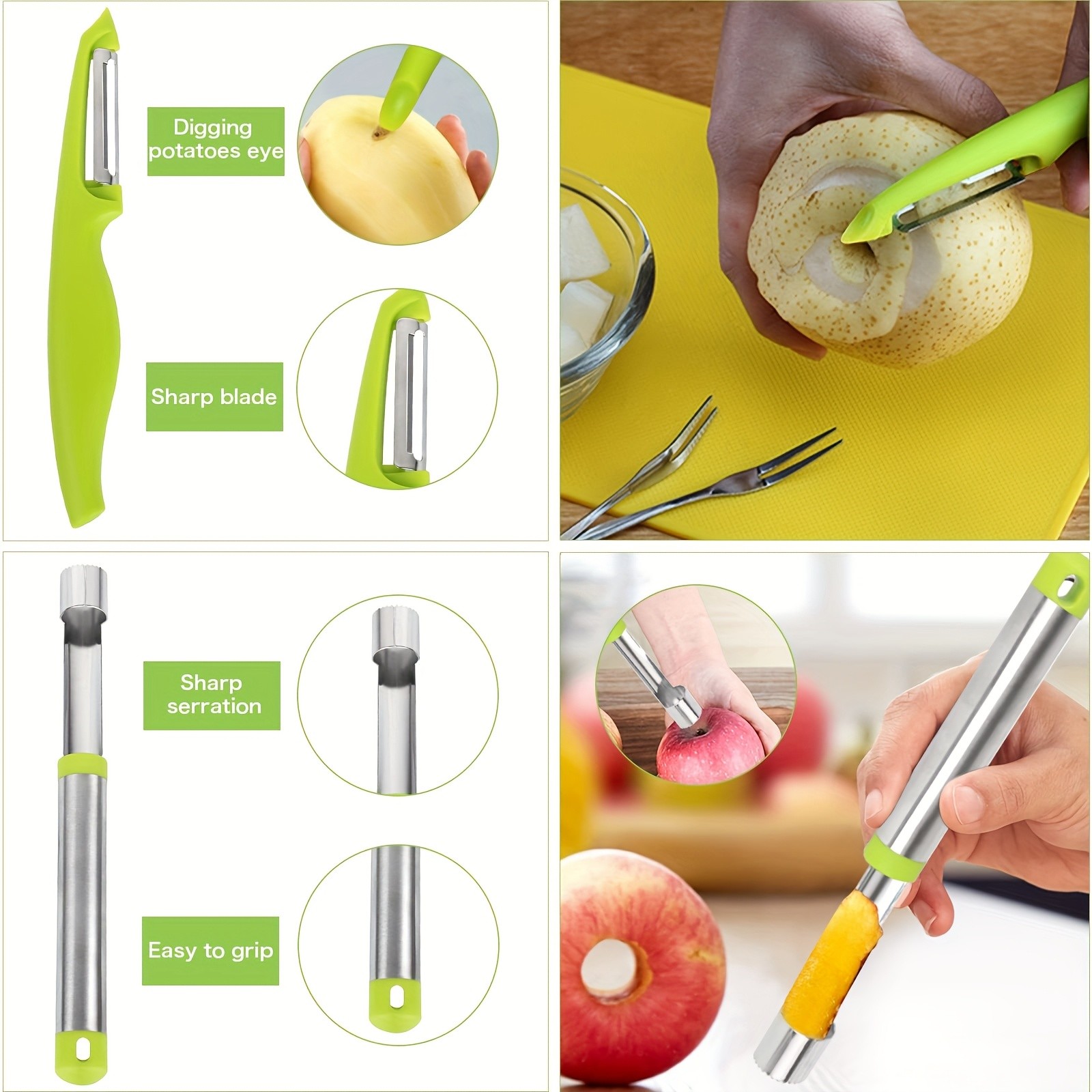 WIEZ 14-Piece Stainless Steel Melon Ball & Fruit Shaping Tool Set – 4-in-1 Multi-Function Kit for Creative Fruit & Veg Prep