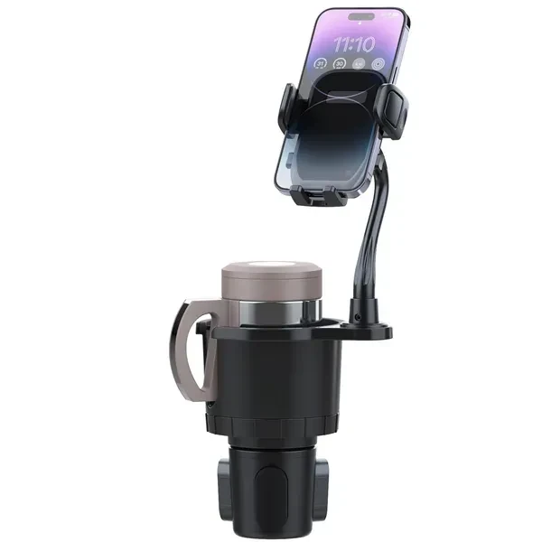 2 In 1 Car Cup Phone Holder Automotive Drink Holder With 360° Rotating Gooseneck Phone Mount Adjustable Base Fit For Most Phones Cups Vehicles
