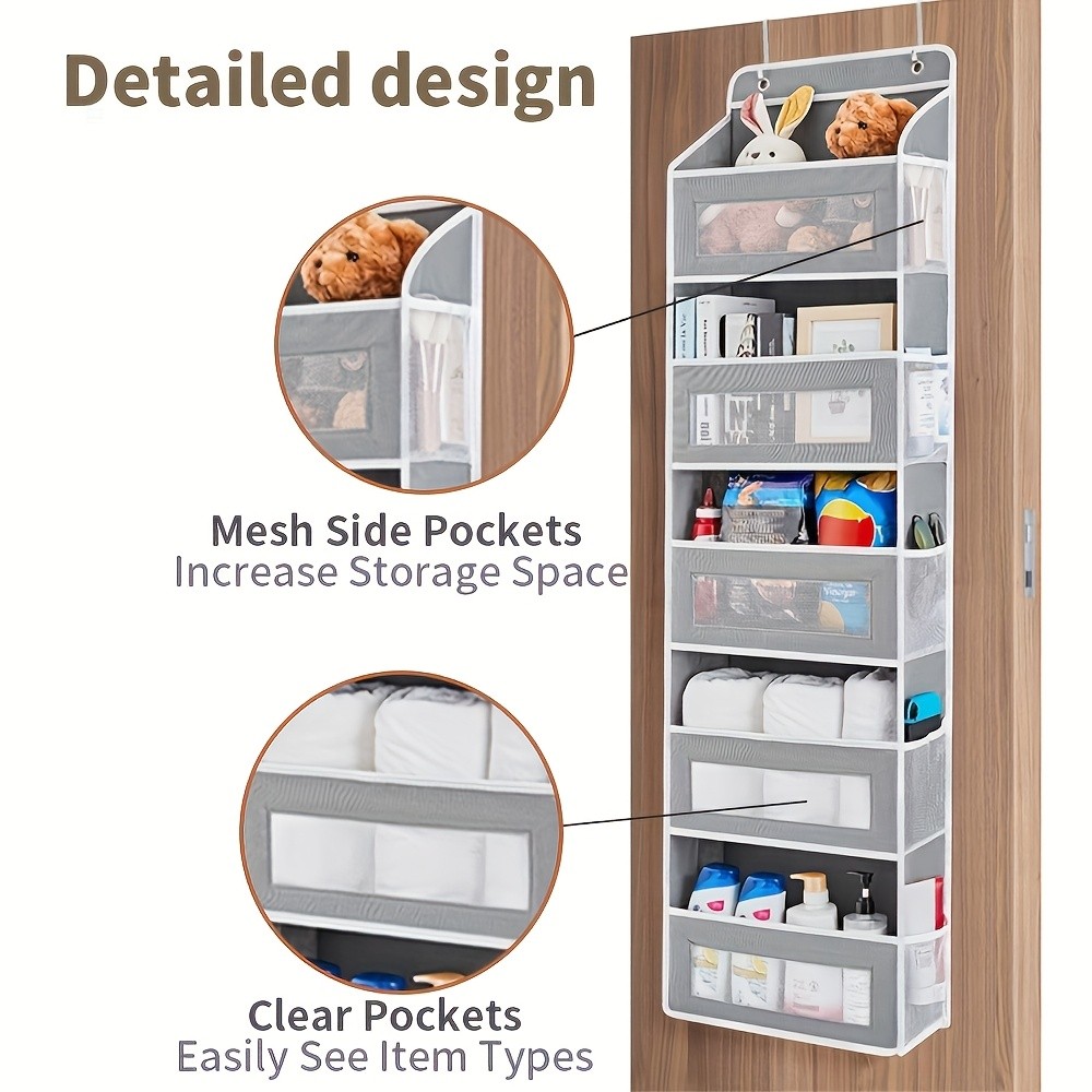 WIEZ 5-Layer Over-the-Door Storage Box – Large-Capacity Anti-Dumping Organizer for Bedrooms, Bathrooms & Kids’ Rooms