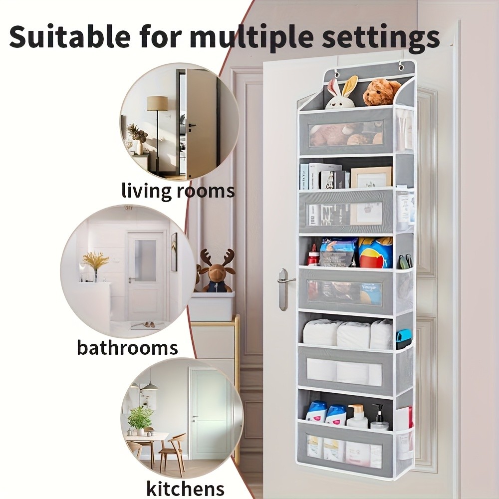 WIEZ 5-Layer Over-the-Door Storage Box – Large-Capacity Anti-Dumping Organizer for Bedrooms, Bathrooms & Kids’ Rooms