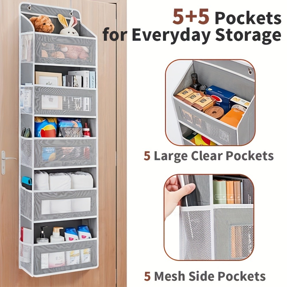 WIEZ 5-Layer Over-the-Door Storage Box – Large-Capacity Anti-Dumping Organizer for Bedrooms, Bathrooms & Kids’ Rooms