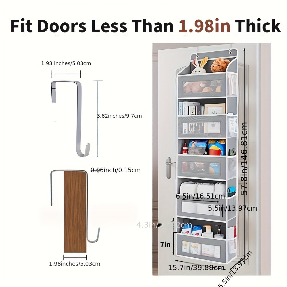 WIEZ 5-Layer Over-the-Door Storage Box – Large-Capacity Anti-Dumping Organizer for Bedrooms, Bathrooms & Kids’ Rooms