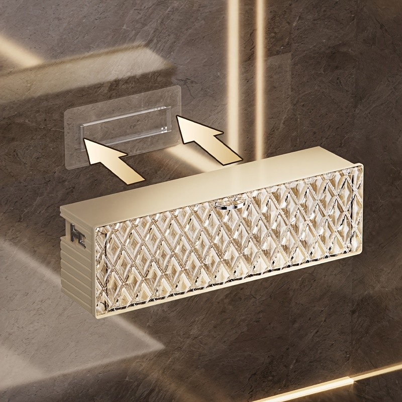 WIEZ Wall-Mounted Cosmetic Organizer – No-Drill Adhesive Makeup & Skincare Storage Box with Transparent Diamond Pattern