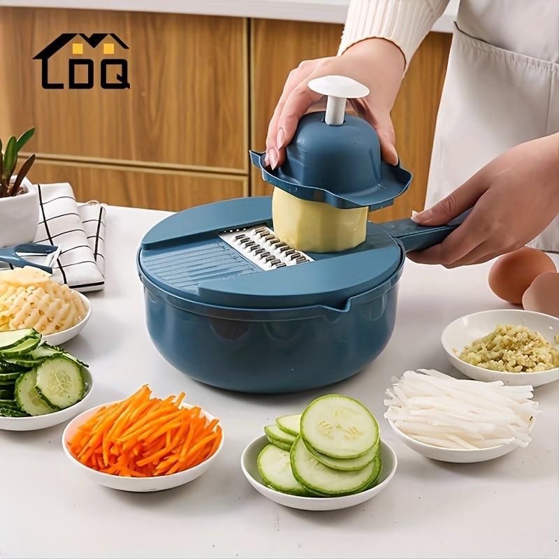LDQ 12-in-1 Multi-Functional Vegetable Chopper – Manual Slicer, Shredder & Grater for Carrots, Potatoes & Radish