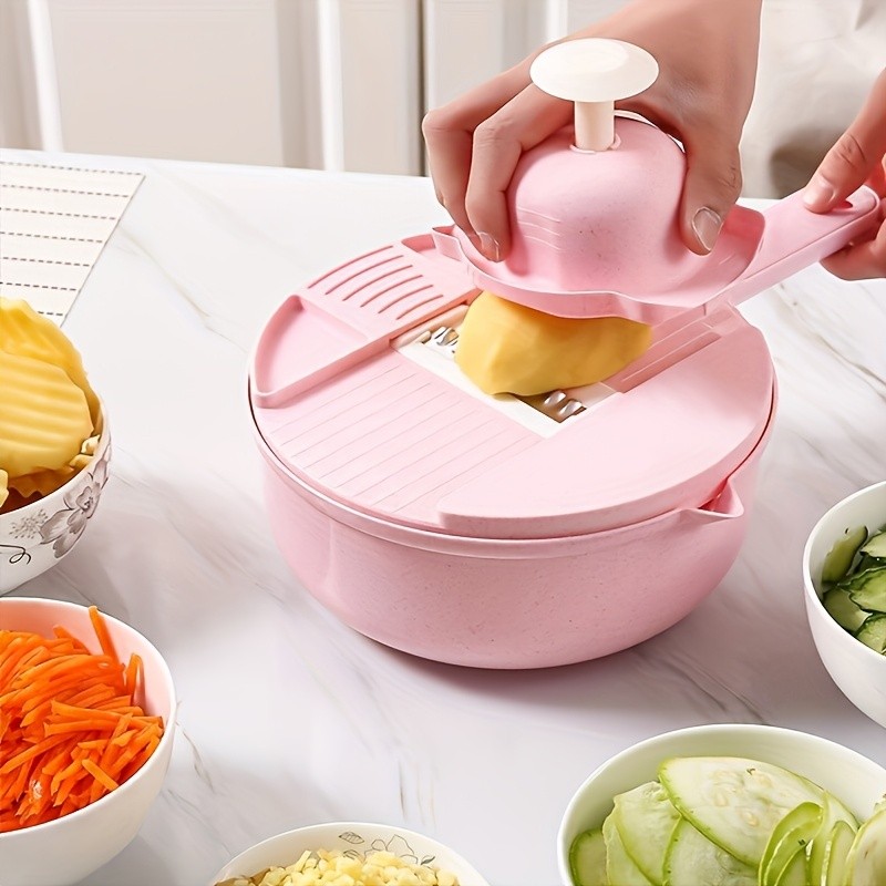 LDQ 12-in-1 Multi-Functional Vegetable Chopper – Manual Slicer, Shredder & Grater for Carrots, Potatoes & Radish