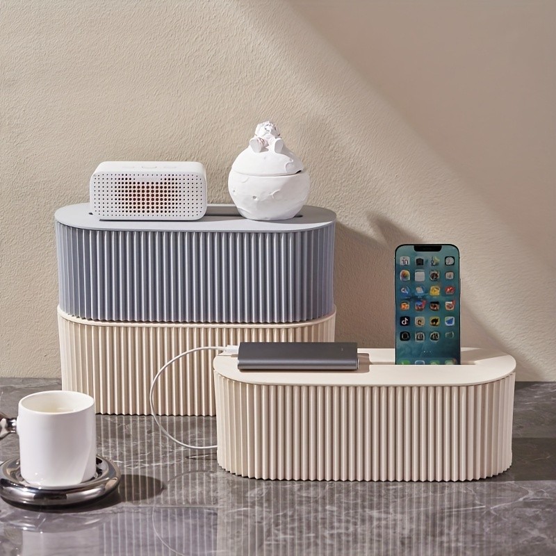 LDQ Cable Storage Box with Lid – High-Capacity Cord Organizer for Space-Saving Home & Office Desktop Management