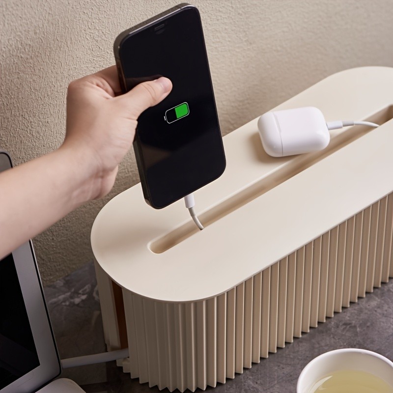 LDQ Cable Storage Box with Lid – High-Capacity Cord Organizer for Space-Saving Home & Office Desktop Management