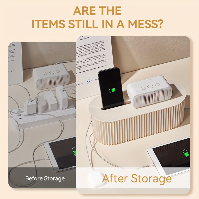 LDQ Cable Storage Box with Lid – High-Capacity Cord Organizer for Space-Saving Home & Office Desktop Management