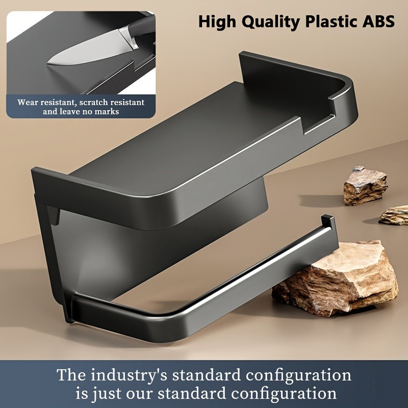 LDQ Luxury Self-Adhesive Wall-Mounted Tissue Holder – Modern Space-Saving Bathroom Rack with Built-In Storage Shelf