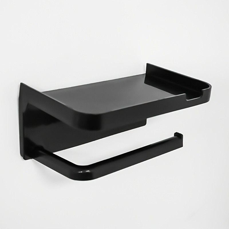 LDQ Luxury Self-Adhesive Wall-Mounted Tissue Holder – Modern Space-Saving Bathroom Rack with Built-In Storage Shelf