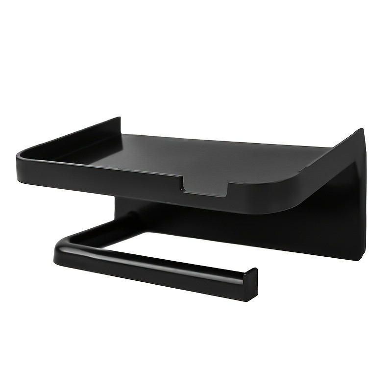 LDQ Luxury Self-Adhesive Wall-Mounted Tissue Holder – Modern Space-Saving Bathroom Rack with Built-In Storage Shelf