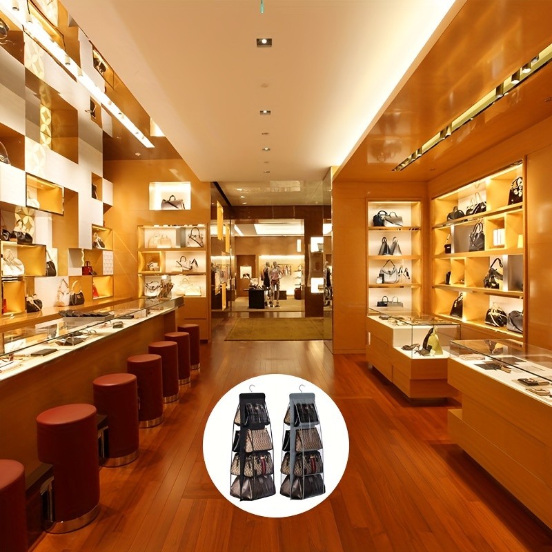 LDQ Multi-Layer Handbag Organizer with 8 Pockets – Foldable Oxford Cloth Hanging Rack for Purses & Accessories