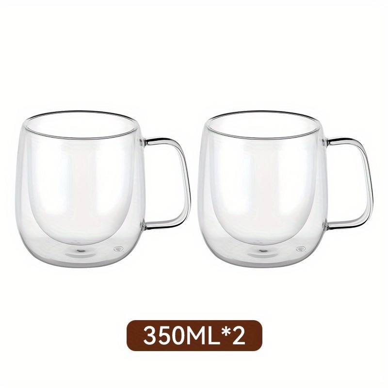 LDQ Double-Layer Borosilicate Glass Mug Set – Heat-Insulated Transparent Cups with Handles for Coffee, Tea & Smoothies