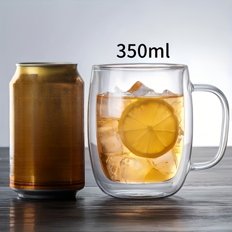 LDQ Double-Layer Borosilicate Glass Mug Set – Heat-Insulated Transparent Cups with Handles for Coffee, Tea & Smoothies