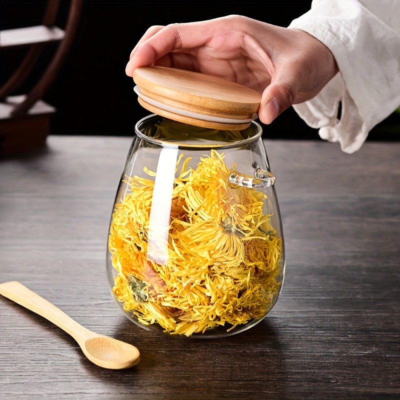 LDQ Airtight Glass Storage Jar with Spoon – Premium Jar Set for Coffee, Sugar, Tea, Salt, Candy & Spices