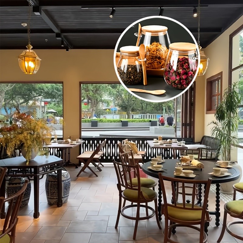 LDQ Airtight Glass Storage Jar with Spoon – Premium Jar Set for Coffee, Sugar, Tea, Salt, Candy & Spices