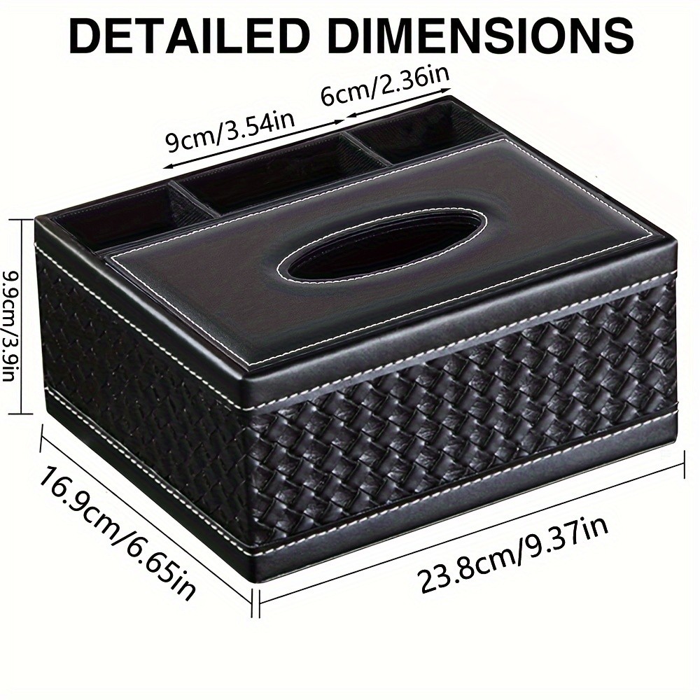 LDQ Multi-Functional Faux Leather Tissue & Storage Box – 4-Compartment Organizer for Remotes, Napkins & Home Essentials