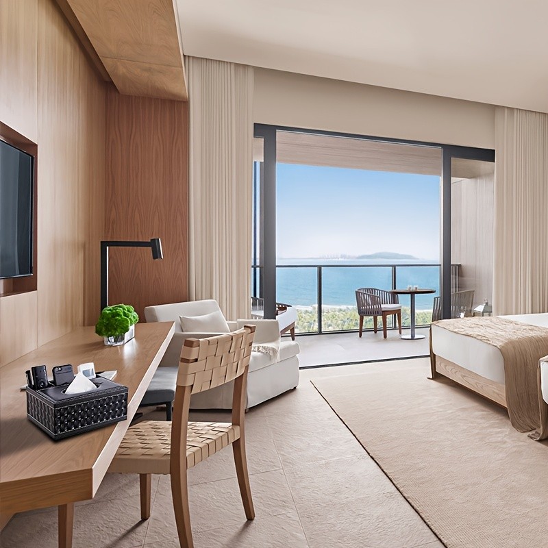 LDQ Multi-Functional Faux Leather Tissue & Storage Box – 4-Compartment Organizer for Remotes, Napkins & Home Essentials