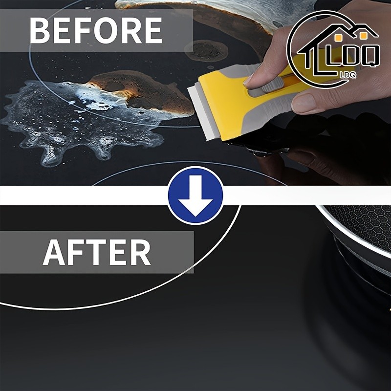 LDQ Ceramic Hob & Glass Scraper – Heavy-Duty Cleaner with 5 Stainless Steel Blades for Induction & Ceramic Cooktops