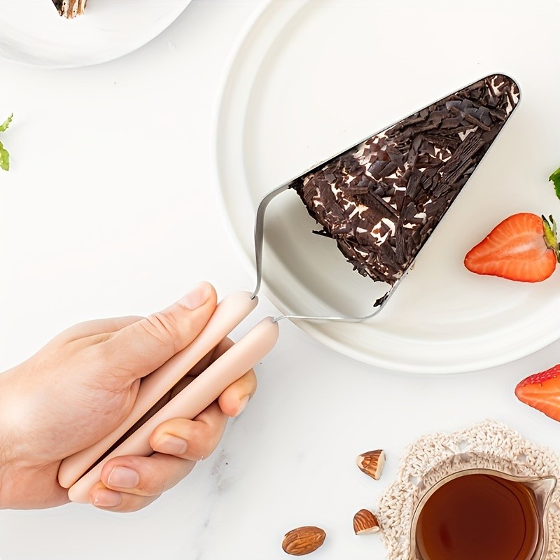 LDQ Stainless Steel Cake Slicer & Server – Triangular Transfer Tool with Ergonomic Handle for Parties, Weddings & Daily Baking