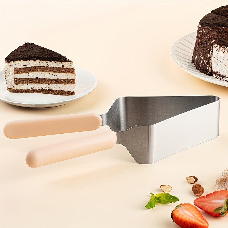 LDQ Stainless Steel Cake Slicer & Server – Triangular Transfer Tool with Ergonomic Handle for Parties, Weddings & Daily Baking