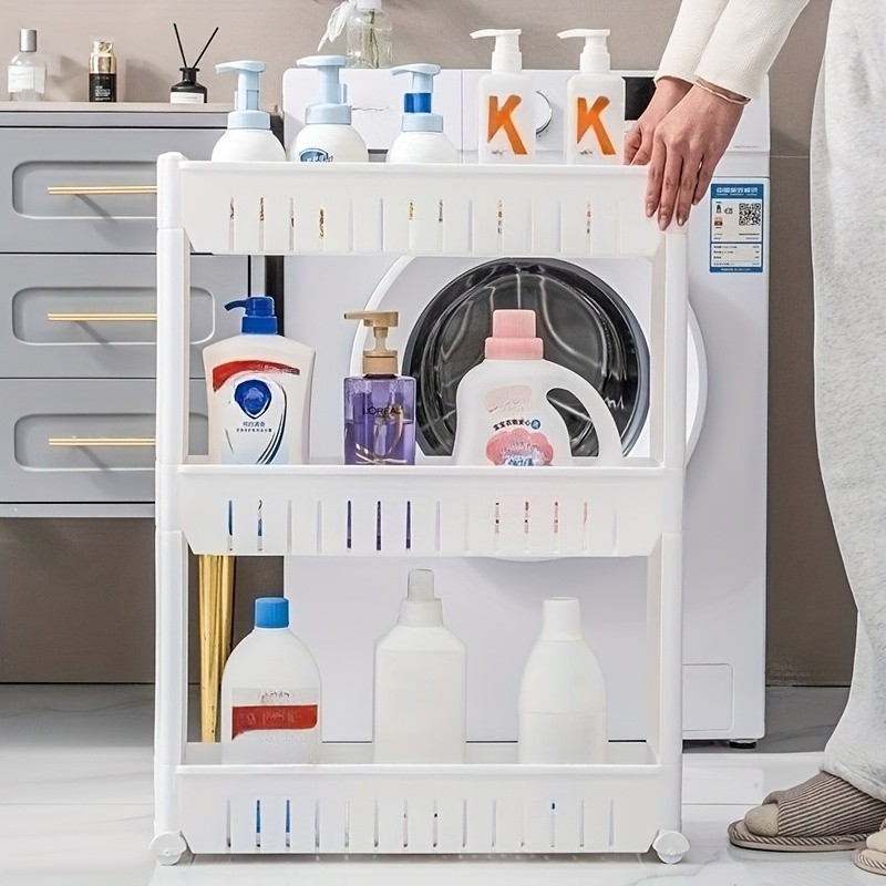 LDQ 3-Layer Super Narrow Refrigerator Gap Organizer – Free-Standing Slim Trolley Cart for Kitchen, Bathroom & Living Room Storage