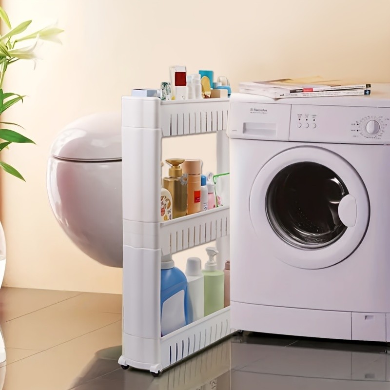 LDQ 3-Layer Super Narrow Refrigerator Gap Organizer – Free-Standing Slim Trolley Cart for Kitchen, Bathroom & Living Room Storage