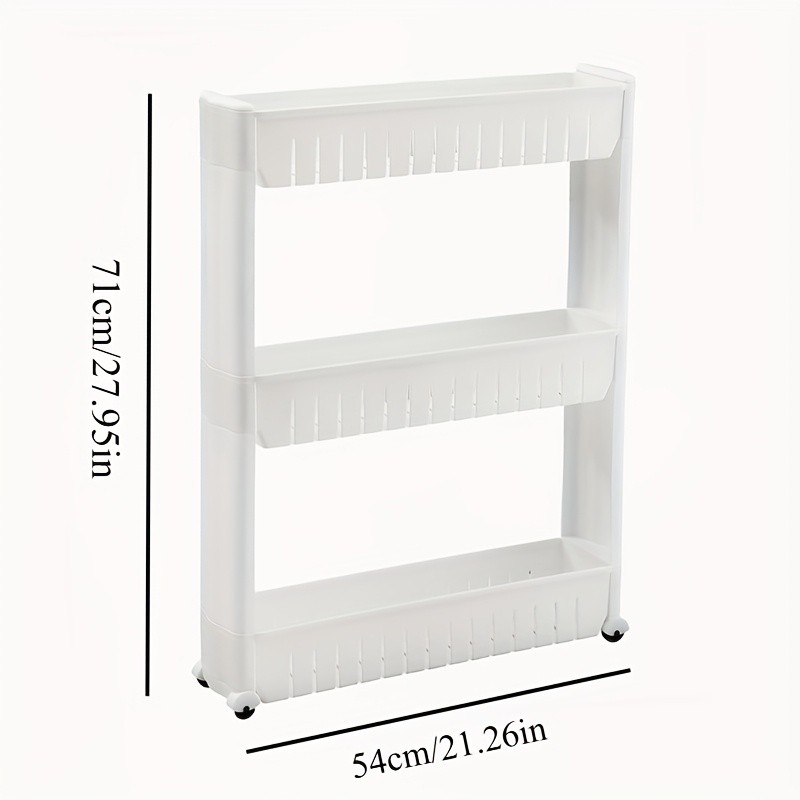 LDQ 3-Layer Super Narrow Refrigerator Gap Organizer – Free-Standing Slim Trolley Cart for Kitchen, Bathroom & Living Room Storage