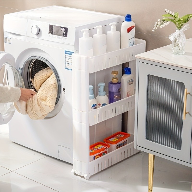 LDQ 3-Layer Super Narrow Refrigerator Gap Organizer – Free-Standing Slim Trolley Cart for Kitchen, Bathroom & Living Room Storage